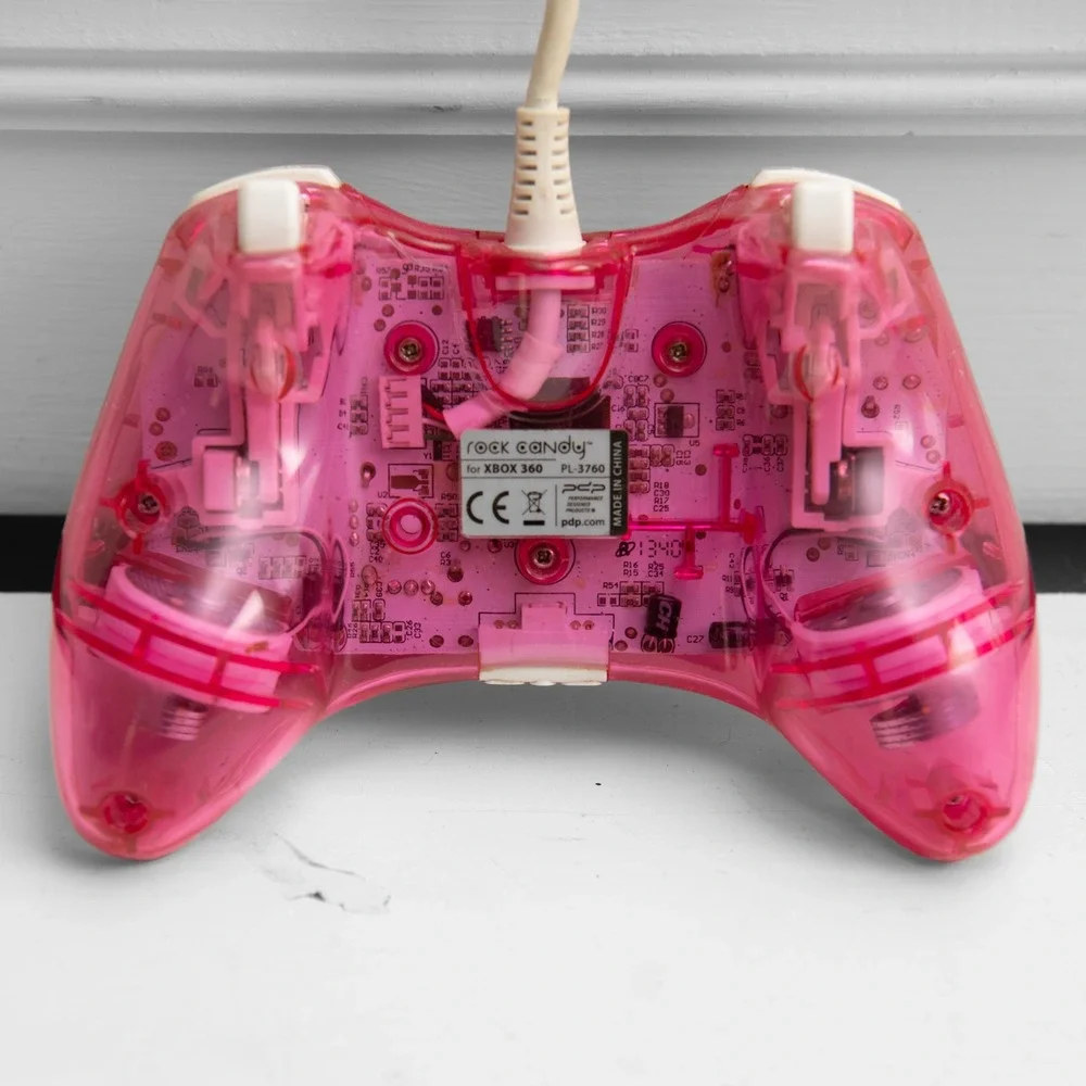 Rock Candy Xbox 360 Wired Controller Pink Translucent Y2K Gamer Girl